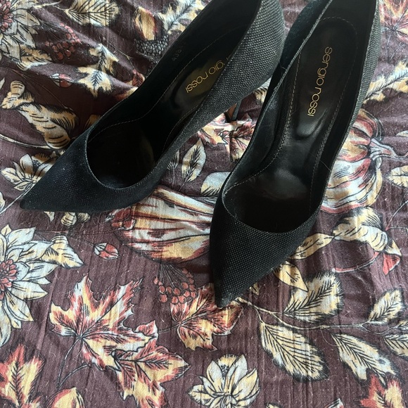 Sergio Rossi Textured Black Heels